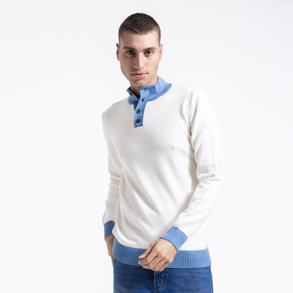 Pullover Half Neck Buttons-PLO-303